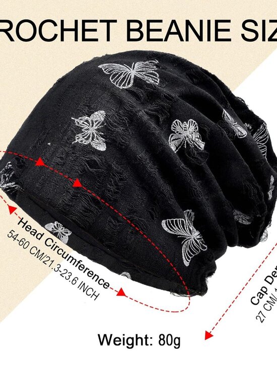 Women's Summer Beanie Boho Hats Adult Dwarf Hats Chemo Cap Pack Of 2 Butterfly - Picture 6 of 6